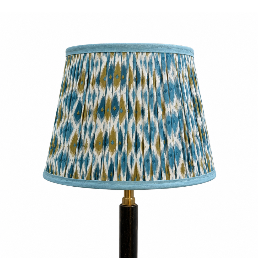 AARTIN 35 CM Blue & Green Ikat Cotton Lampshade - Straight Empire ( Shade Only )