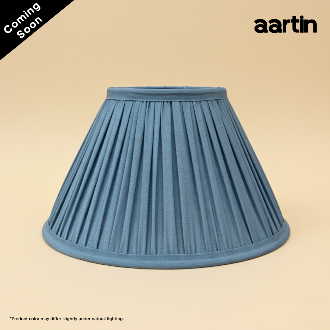 AARTIN EMPIRE GATHERED LAMPSHADE IN BLUE SILK