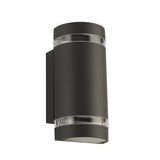 Searchlight 2Lt Outdoor Curved Wall Bracket| Grey| Clear Diffuser - Comet Lighting