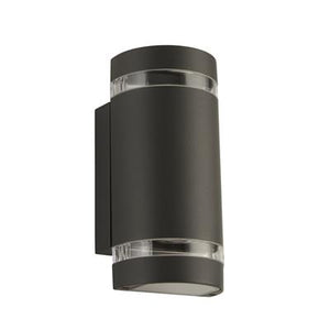 Searchlight 2Lt Outdoor Curved Wall Bracket| Grey| Clear Diffuser - Comet Lighting