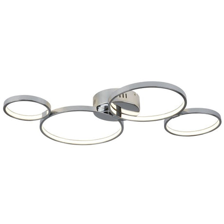 Searchlight 4 Ring LED Ceiling Flush Chrome