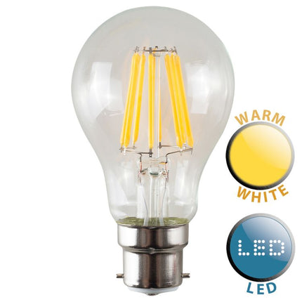  B22 6W LED Filament GLS Bulb CLEAR 2700K