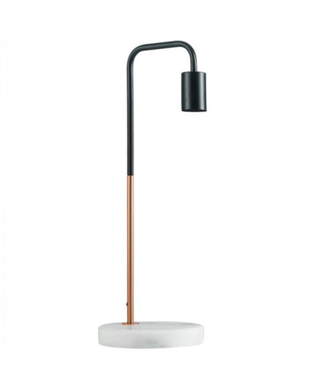 Industrial Style 'Talisman' Table Lamp with White Marble Base-Copper