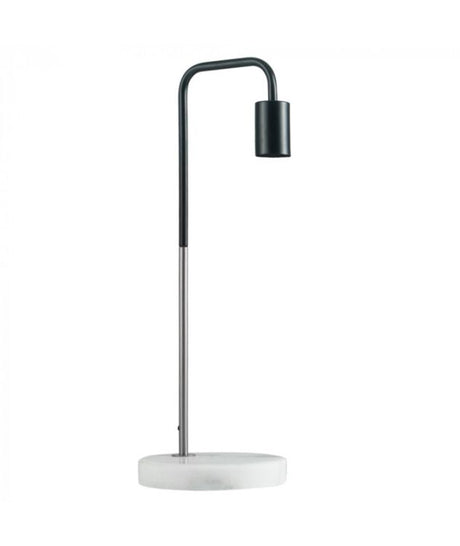 Industrial Style 'Talisman' Table Lamp with White Marble Base-Brushed Chrome
