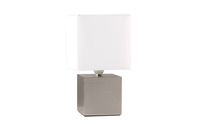 Cubbie Nickel Touch Table Lamp White Shade