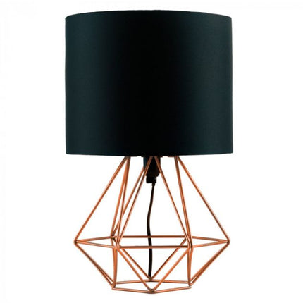 Industrial Style Angus Geometric Base Table Lamp with Coloured Shade-Copper