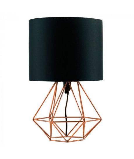 Industrial Style Angus Geometric Base Table Lamp with Coloured Shade-Copper