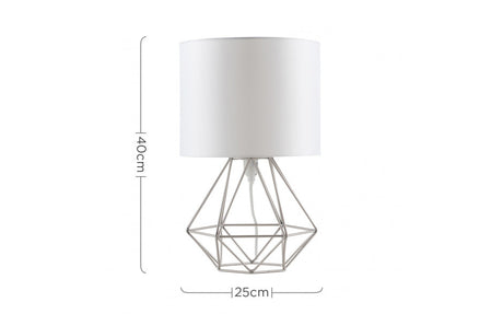 Angus Geometric Nickel Base Table Lamp White Shade
