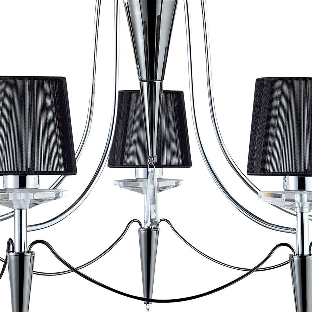 Duchess 5Lt Ceiling Pendant - Chrome/Crystal & Black Shades - Comet Lighting