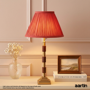 AARTIN CLOVER TABLE LAMP IN ANTIQUE BRASS & WOOD (BASE ONLY)