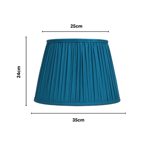 AARTIN Maple Ceramic Table Lamp With Blue Silk Gathered Lampshade