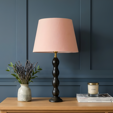 AARTIN  Light Pink Silk Rolled Lampshade - Straight Empire ( Shade Only )