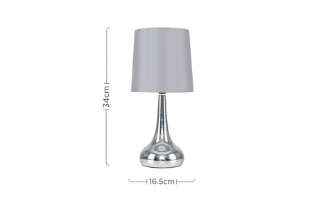 Pair Of Teardrop Touch Table Lamp Grey Shade