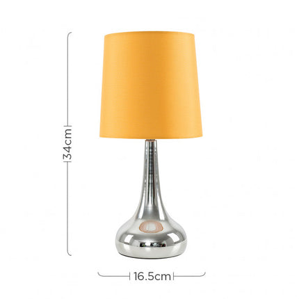 Pair Of Teardrop Touch Table Lamp Mustard Shade