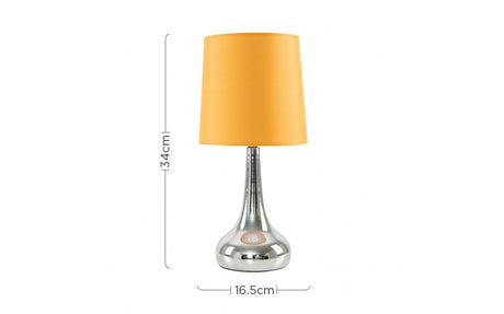 Pair Of Teardrop Touch Table Lamp Mustard Shade