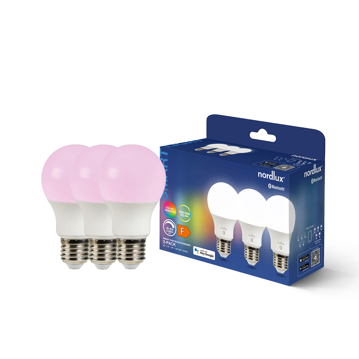 Smart E27 | 3-pack | A60 Colour | 2200-6500 Kelvin | 806 Lumen | Light Bulb | White - Comet Lighting
