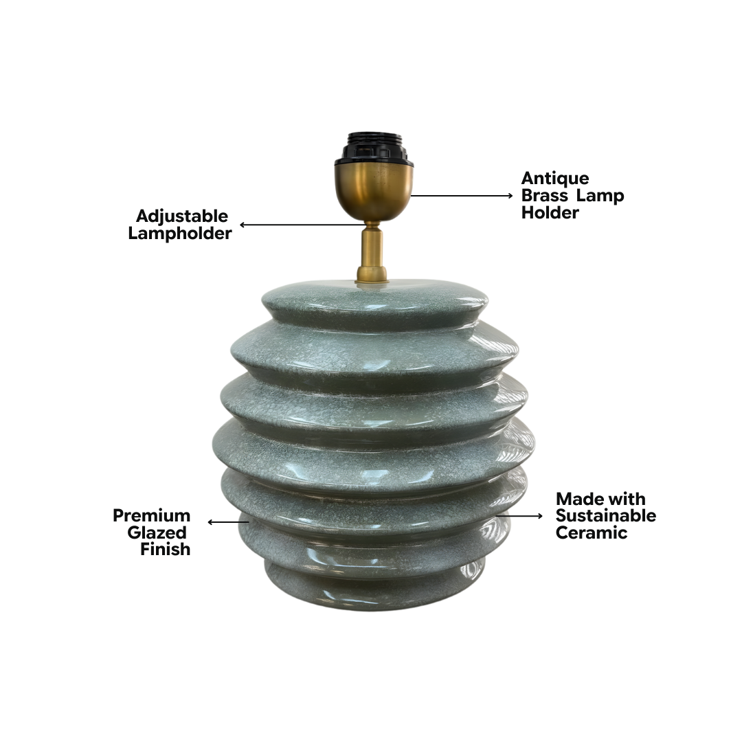 AARTIN Jasper Ceramic Table Lamp With Light Pink Silk Gathered Lampshade