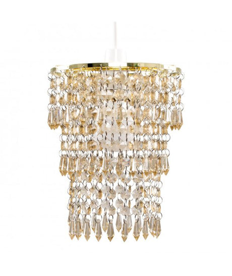 3 Tier Acrylic Droplet Pendant in Gold and Champagne