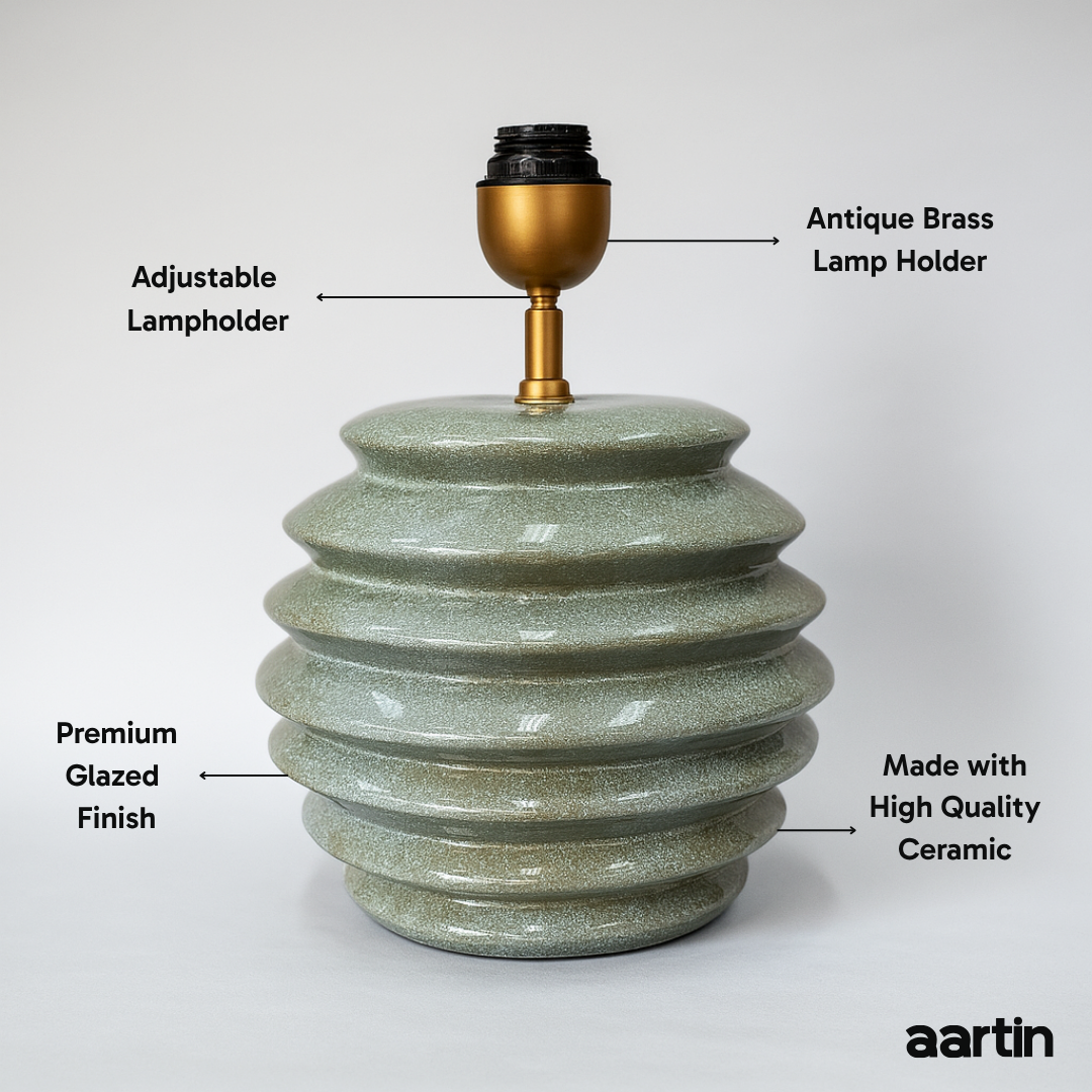 AARTIN JASPER TABLE LAMP IN SAGE GREEN GLAZED CERAMIC (BASE ONLY)