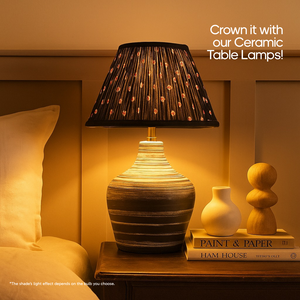 AARTIN 30 CM MIDNIGHT LOTUS EMPIRE GATHERED LAMPSHADE IN COTTON