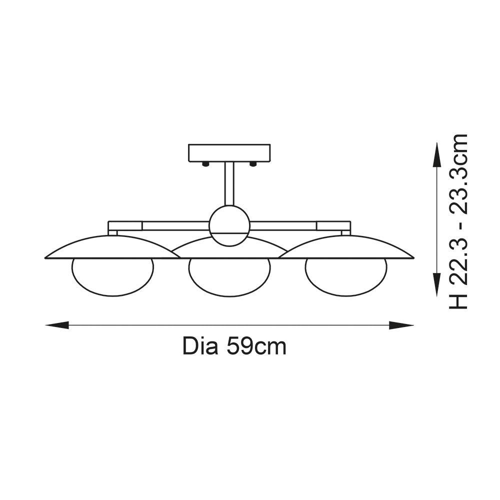 Aire 3Lt Semi-flush Ceiling Light Gold & Dark Bronze Finish With Opal Glass - Comet Lighting