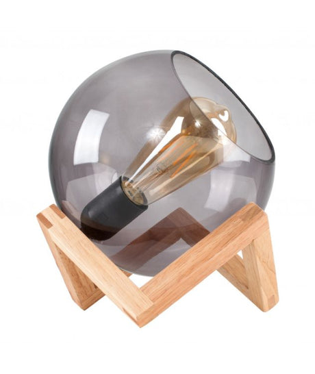 Cruz Glass Globe An A Wood Stand Table Lamp