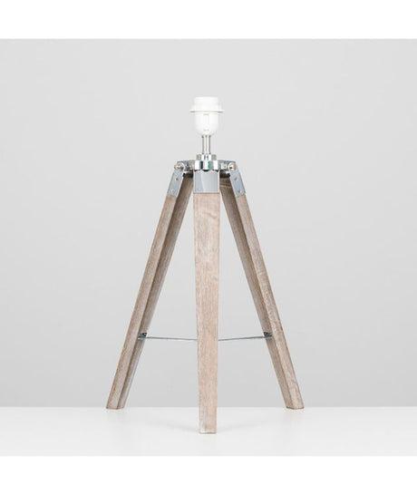 Clipper Light Wood / Chrome Tripod Table Lamp Base Only