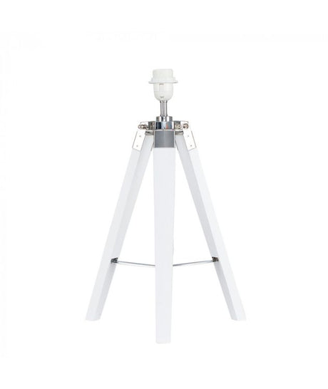 Clipper White Wood / Chrome Tripod Table Lamp Base Only