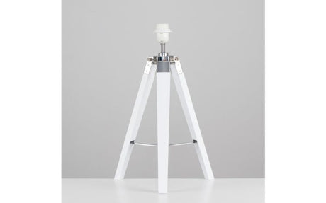 Clipper White Wood / Chrome Tripod Table Lamp Base Only