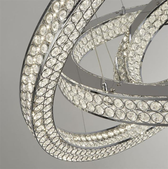 Searchlight Bands 3Lt LED Ceiling Pendant - Chrome & Crystal