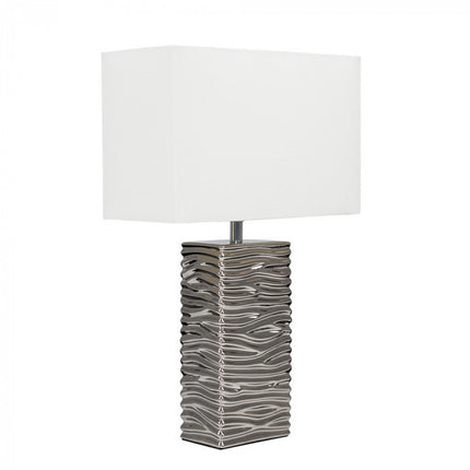 Etienne Bedform Silver Table Lamp White Shade