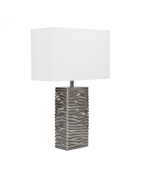Etienne Bedform Silver Table Lamp White Shade