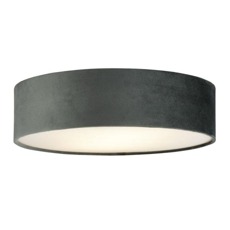 Searchlight Drum 2 2Lt Flush Ceiling Light - Grey Velvet Shade