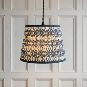 AARTIN 45 CM Blue & White Ikat Cotton Lampshade - Straight Empire