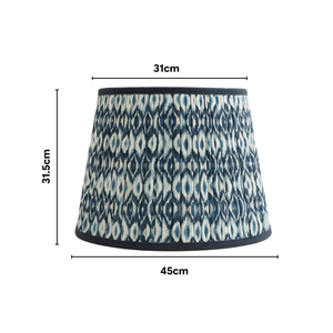 AARTIN 45 CM Blue & White Ikat Cotton Lampshade - Straight Empire