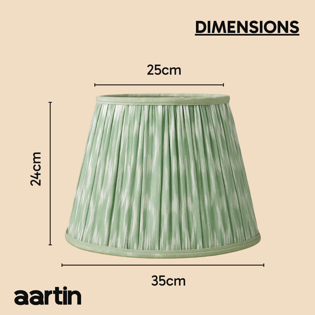 AARTIN 35 CM SAGE GREEN IKAT STRAIGHT EMPIRE GATHERED LAMPSHADE IN COTTON