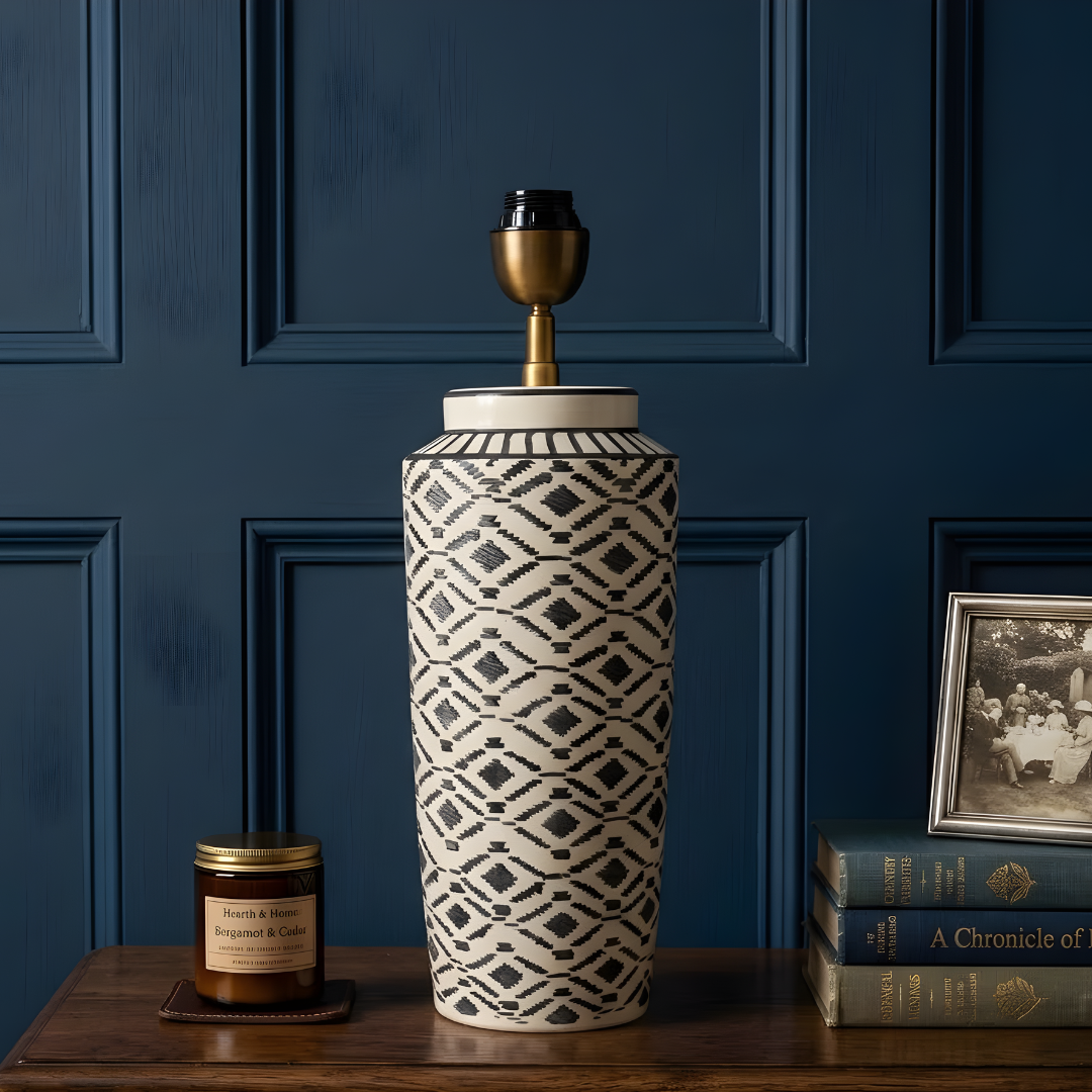 AARTIN Willow Ceramic Table Lamp - Ikat Pattern ( Base Only )