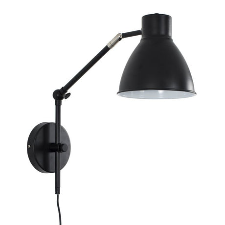 Beleck Black Wall Light With Switch And Plug