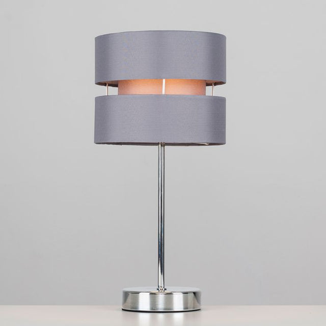 Pinto Chrome Touch Table Lamp With Grey Shade