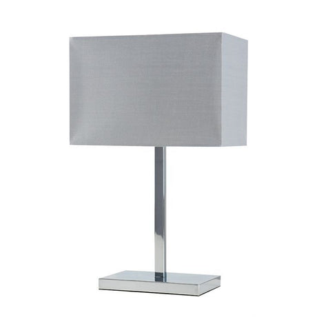 Dewy Chrome Table Lamp With Grey Shade