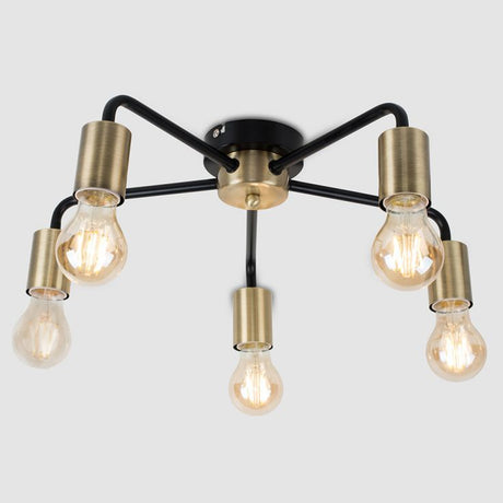 Connell 5 Way Ceiling Light In Antique Brass And Black