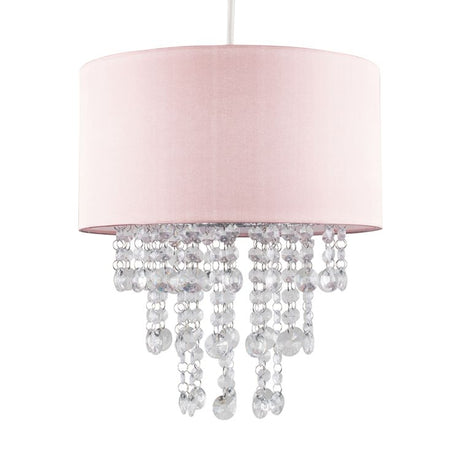 Jesmond Blush Pink Pendant Shade With Clear Droplets