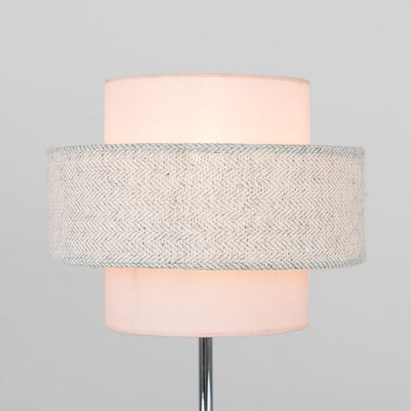 Weaver Blush Pink And Grey Herringbone Touch Table Lamp