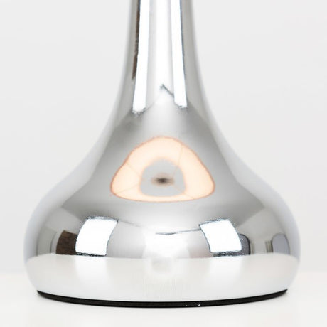 Pair Of Chrome Teardrop Touch Table Lamps With Blush Pink Shades