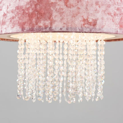 Boland Pink Velvet Pendant Shade Clear Droplets