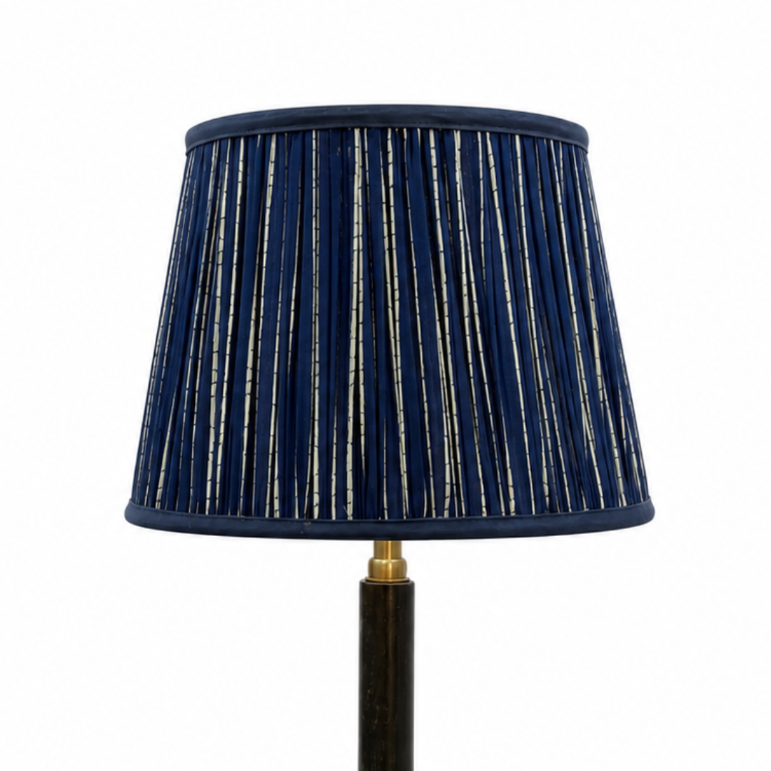 AARTIN 35 CM Blue & White Stripes Cotton Lampshade - Straight Empire ( Shade Only )
