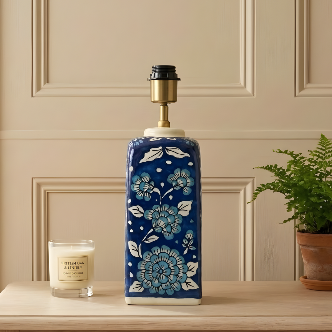 AARTIN Maple Ceramic Table Lamp - Blue & White ( Base Only )