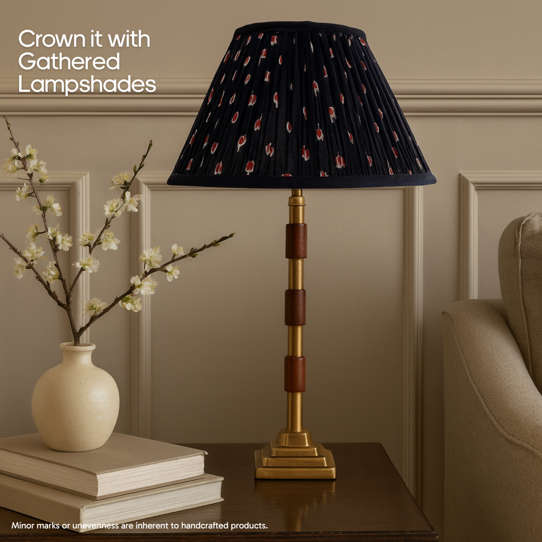 AARTIN CLOVER TABLE LAMP IN ANTIQUE BRASS & WOOD (BASE ONLY)