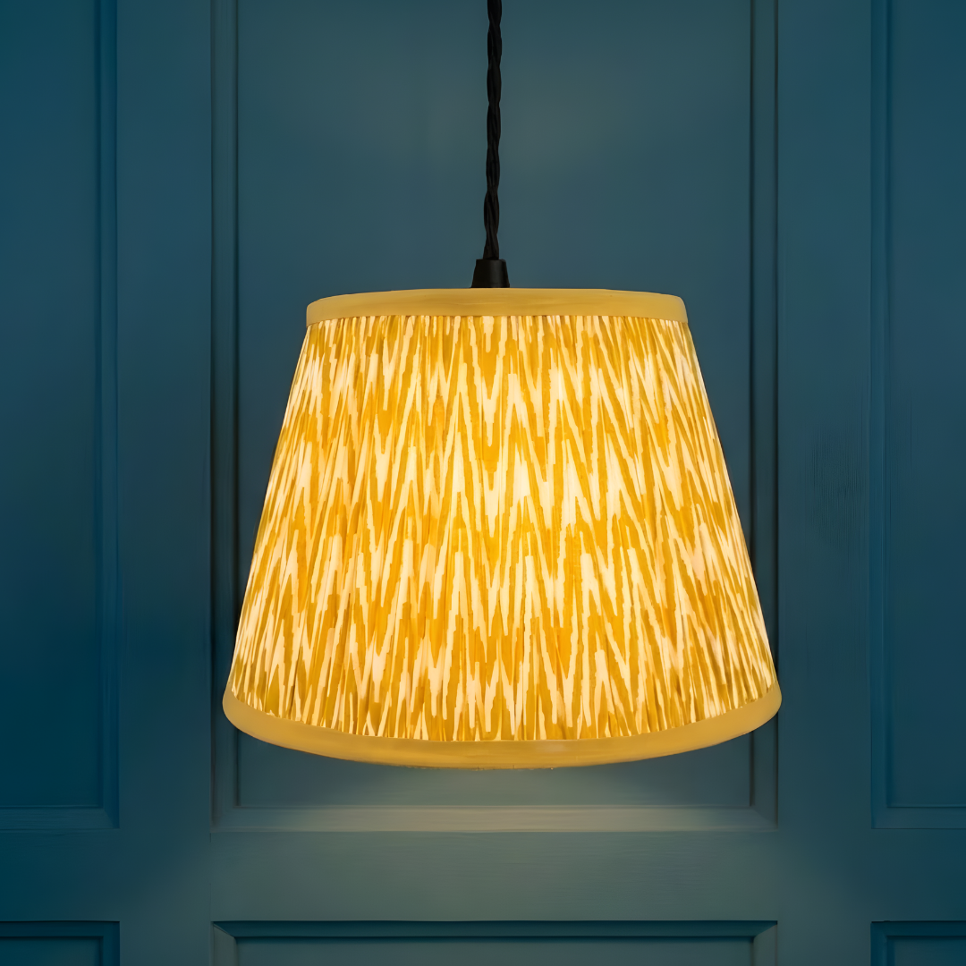 AARTIN 30 CM Mustard Yellow Chevrons Cotton Lampshade - Straight Empire ( Shade Only )