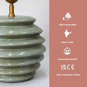 AARTIN JASPER TABLE LAMP IN SAGE GREEN GLAZED CERAMIC (BASE ONLY)
